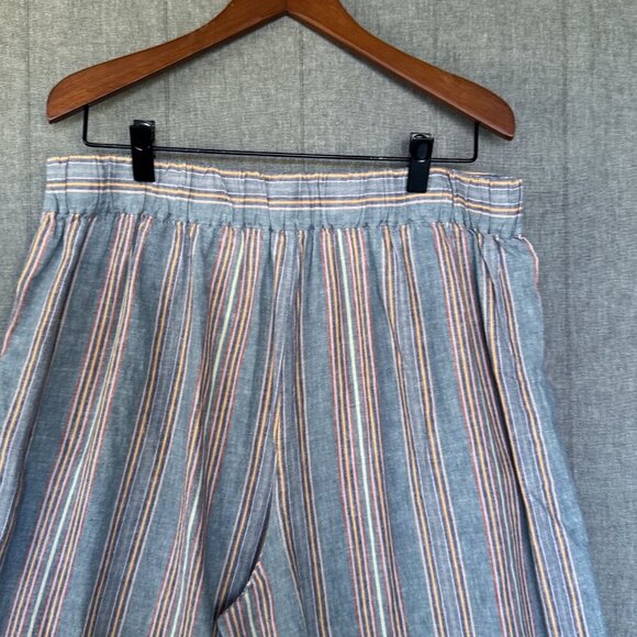 Madewell Side-Button Huston Pull-On Crop Pants in Blue Vintage Rainbow Stripe - Picture 7 of 14